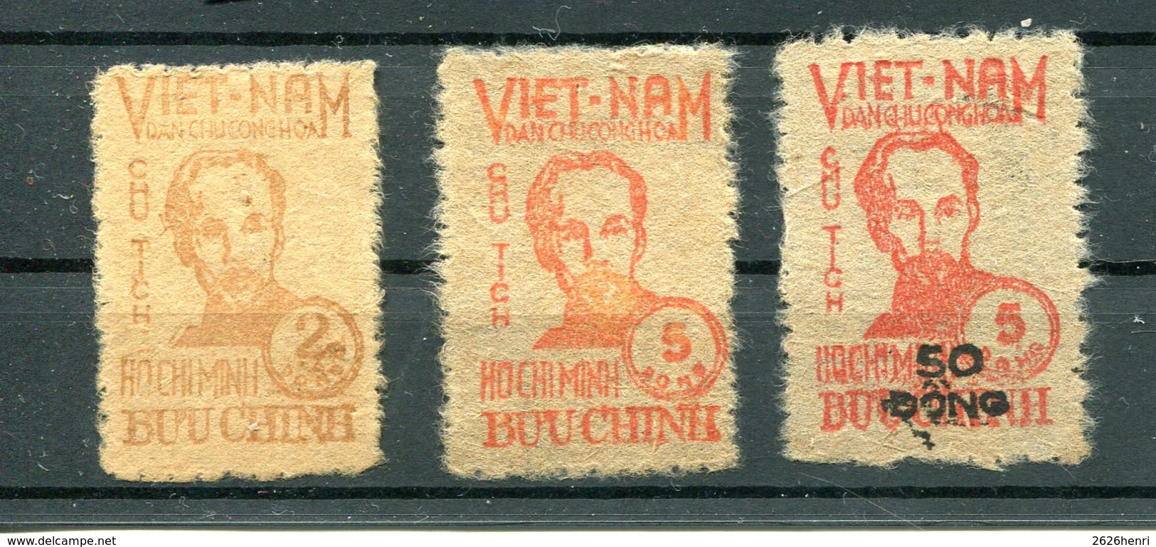 Viêt-Nam Du Nord , Série Timbres  Neufs 1949, Yvert 60/62. Cote €335 - Viêt-Nam