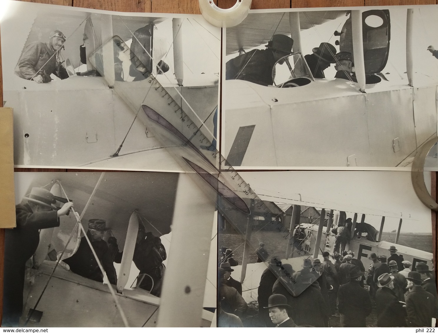 4 Photographie Originales  Avion Farman Visite Officiers Français Années 1920 - Aviation