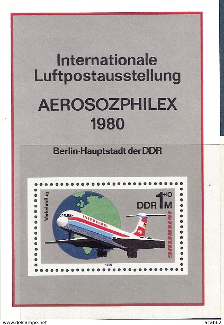 République Démocratique Allemande Bloc Feuillet N°57 Interflug Et Aérosozphilex Expo Internationale De Poste Aérienne - Autres & Non Classés