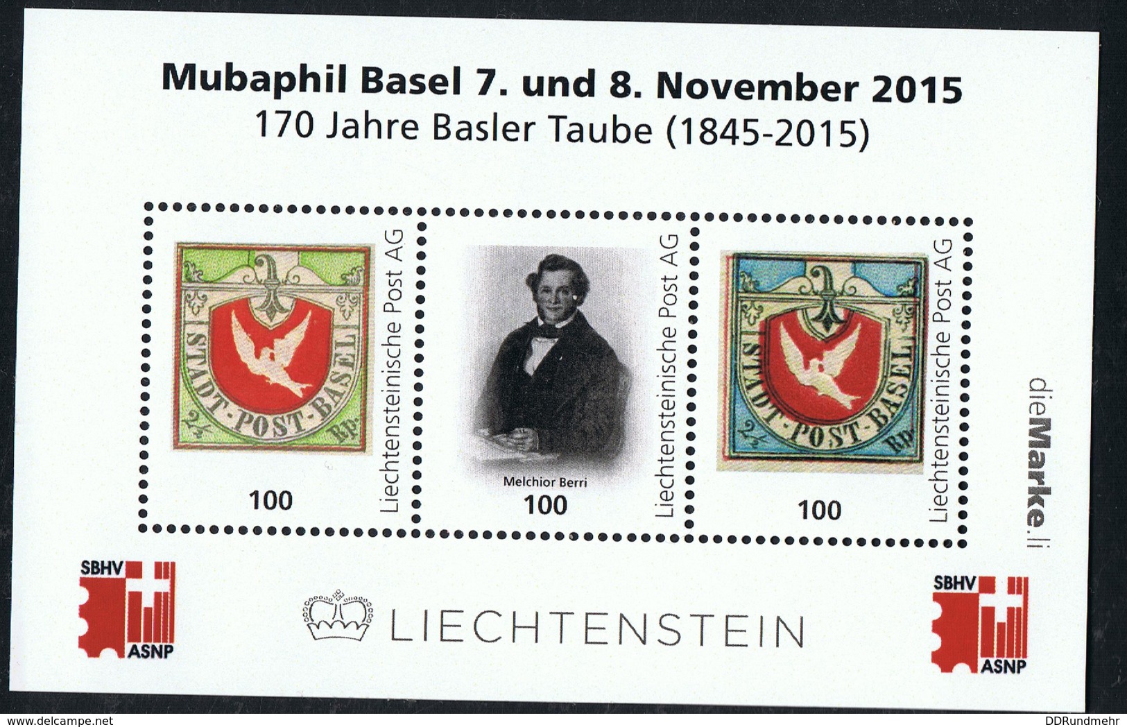 2015 Sonderblock " Mubaphil 170 Jahre Basler Tauben " Liechtensteiner Post AG Postfrisch Xx Siehe Scan - Blocks & Kleinbögen