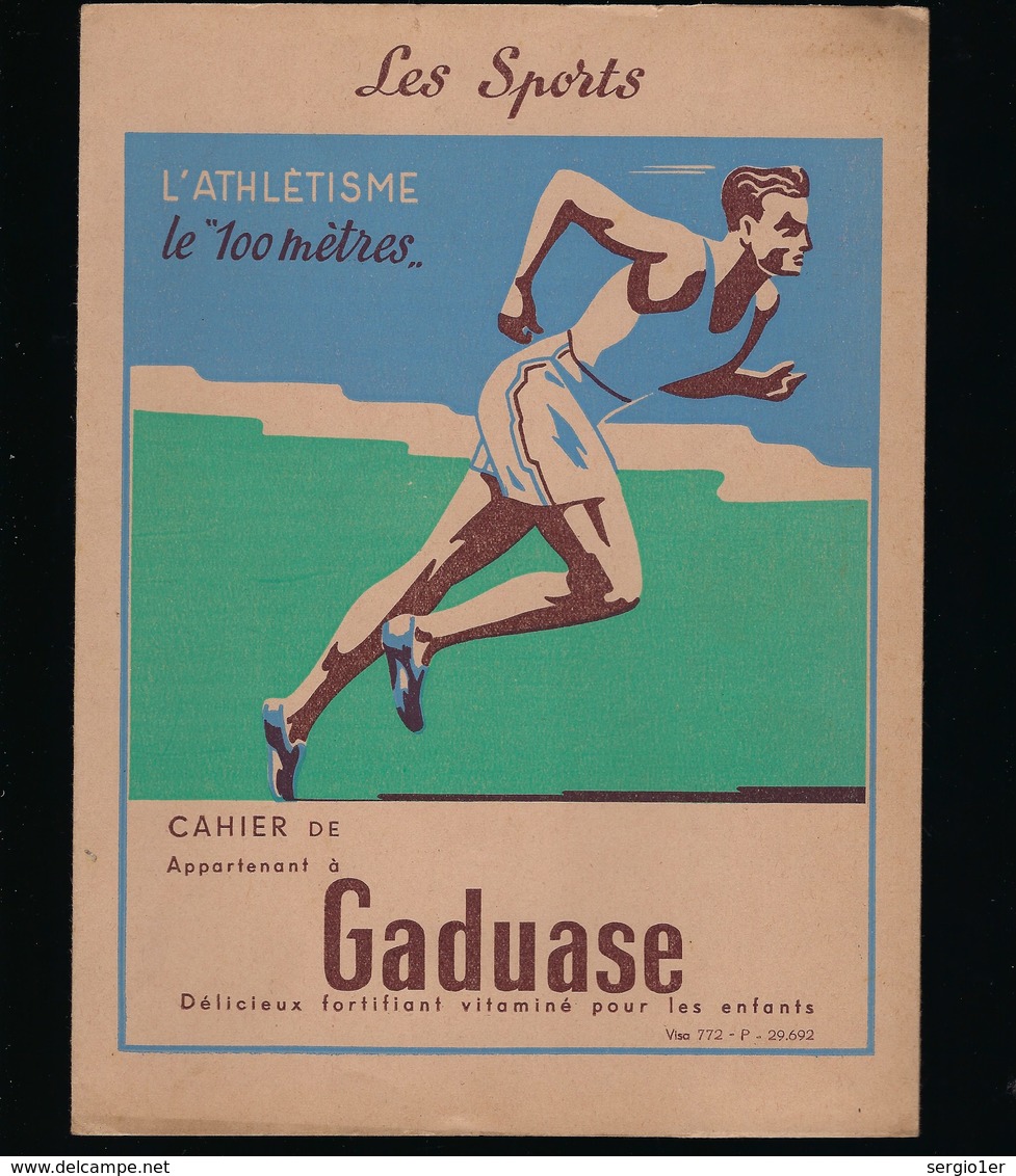 Protege Cahier Illustré  Les Sports L'Athlètisme Le 100 Mètres  Gaduase Fortifiant Vitaminé - Sports