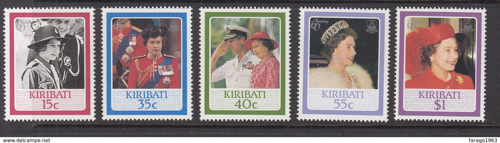 1986 Kiribati  QEII Birthday Complete Set Of 5 MNH - Kiribati (1979-...)