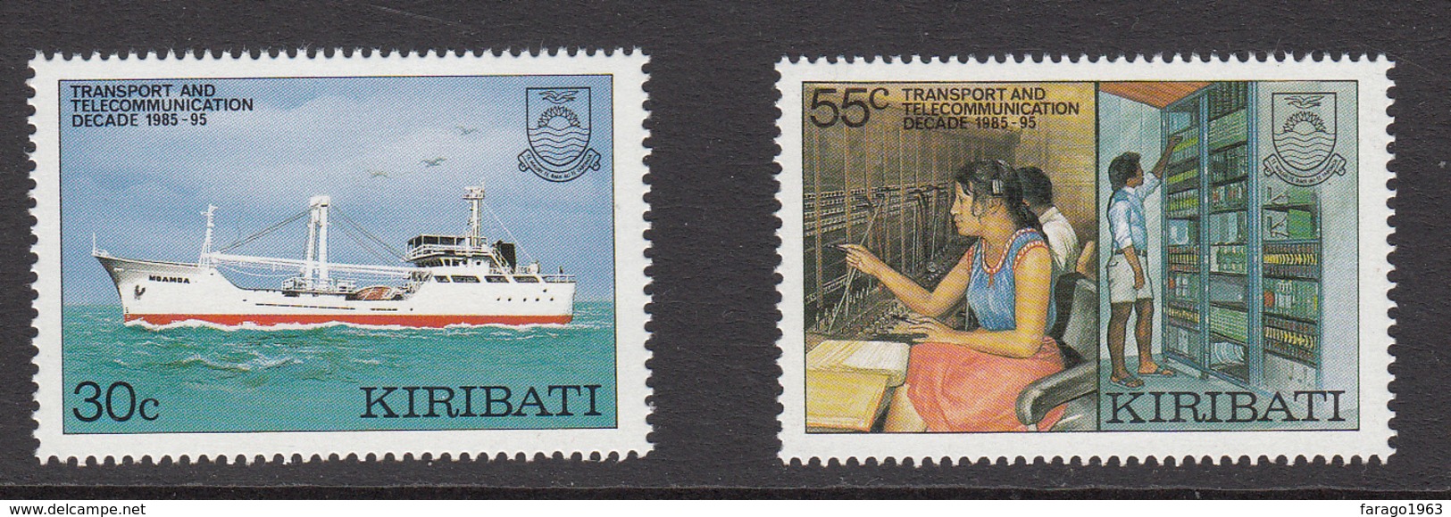 1987 Kiribati Telecom Decade Ships  Complete Set Of 2 MNH - Kiribati (1979-...)