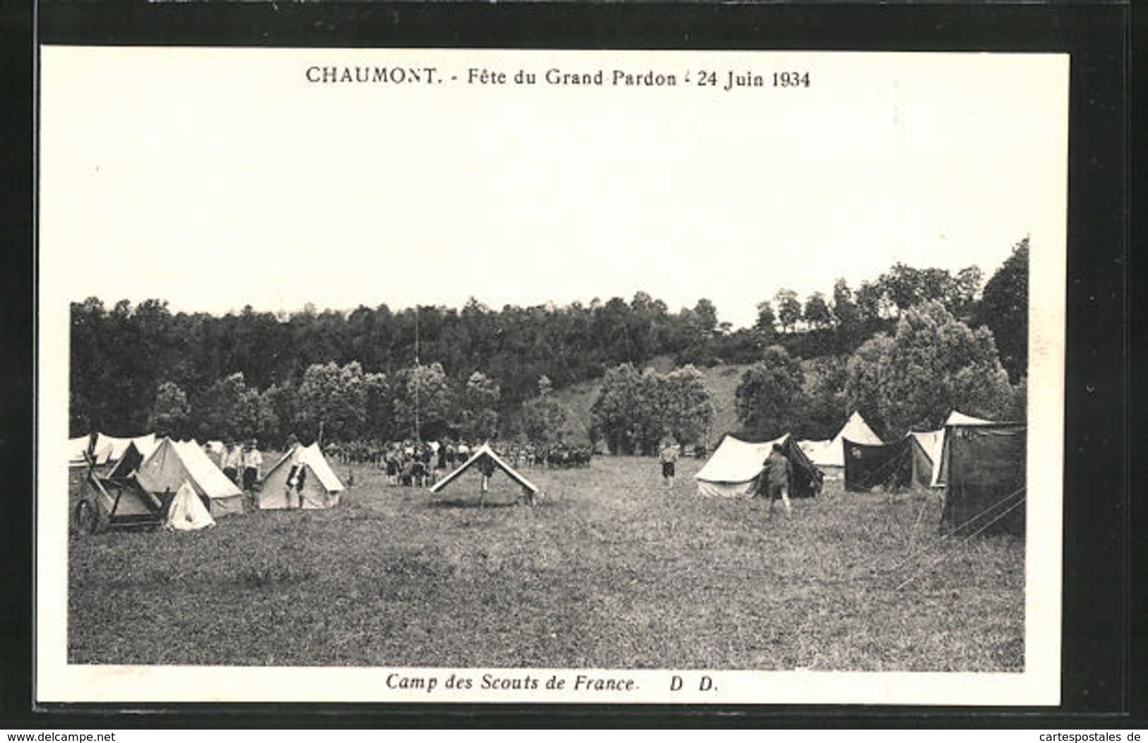 AK Gruppe Beim Camping Mit Aufgebauten Zellten - Pfadfinder-Bewegung