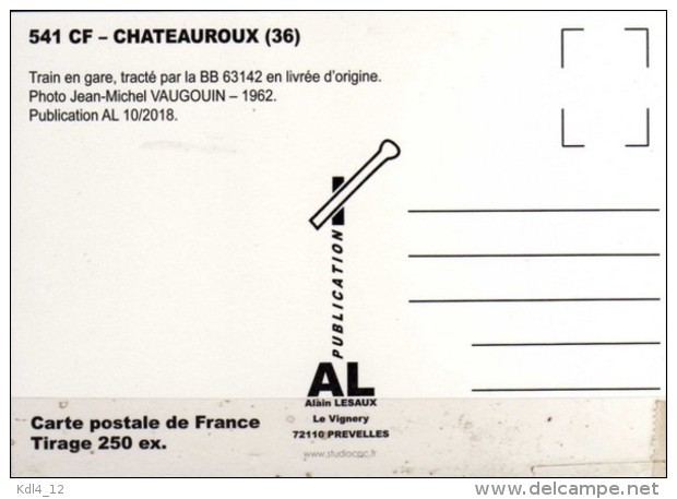 AL 541 - Train, Loco BB 63142 En Gare CHATEAUROUX - Indre - SNCF - Chateauroux