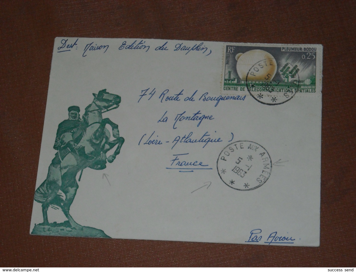 ENVELOPPE Cachet "POSTE AUX ARMEES" Par Avion 05/01/1963. SPAHIS A CHEVAL - Cachets Militaires A Partir De 1900 (hors Guerres)