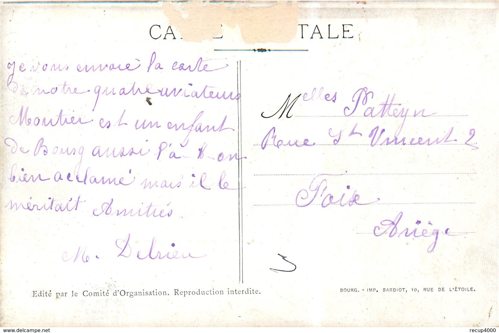 01 BOURG EN BRESSE  Meeting D'aviation  Septembre 1911  2scans - Autres & Non Classés