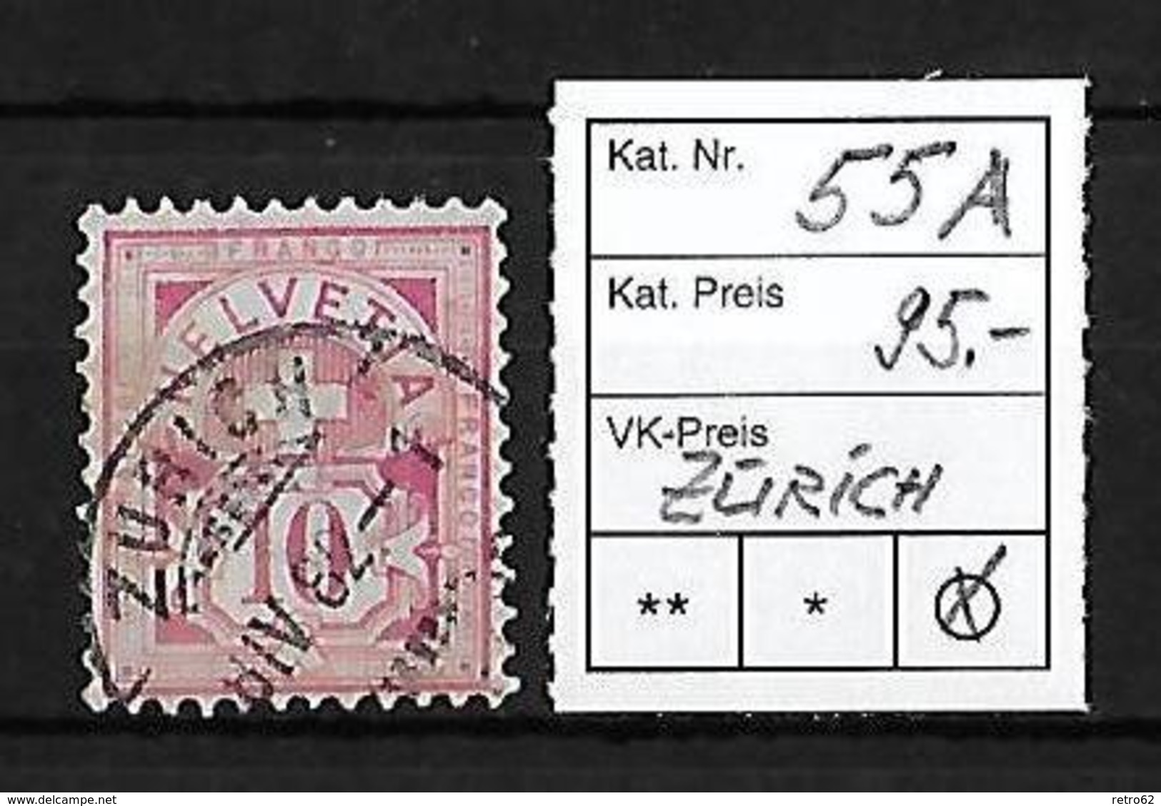 1882 - 1889 ZIFFERMUSTER Faserpapier Form A → SBK-55A  ►Stempel Zürich◄ - Oblitérés