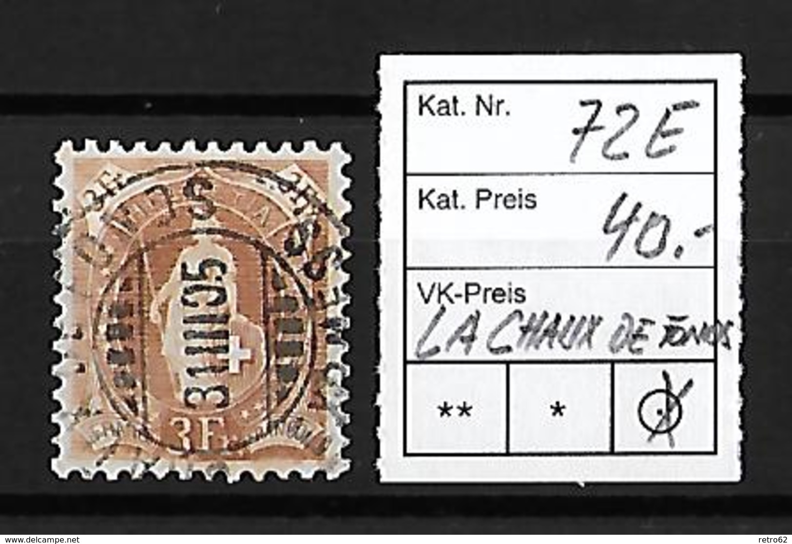 1882-1904 STEHENDE HELVETIA → SBK-72E  La Chaux-de-Fonds - Oblitérés