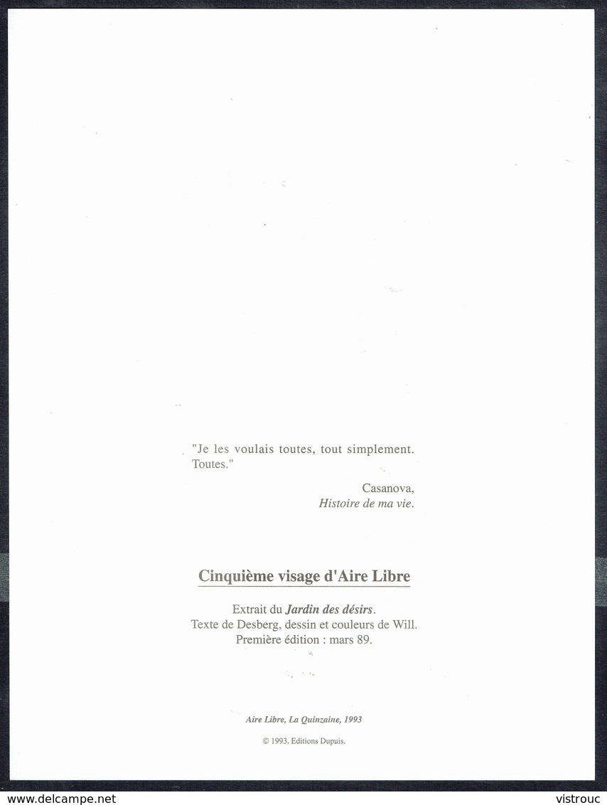 Visage Extrait Du "JARDIN DES DESIRS" De WILL, Issu Du Porte-folio Collection "Aire Libre" 1993 (scan 2) - Manifesti & Offsets