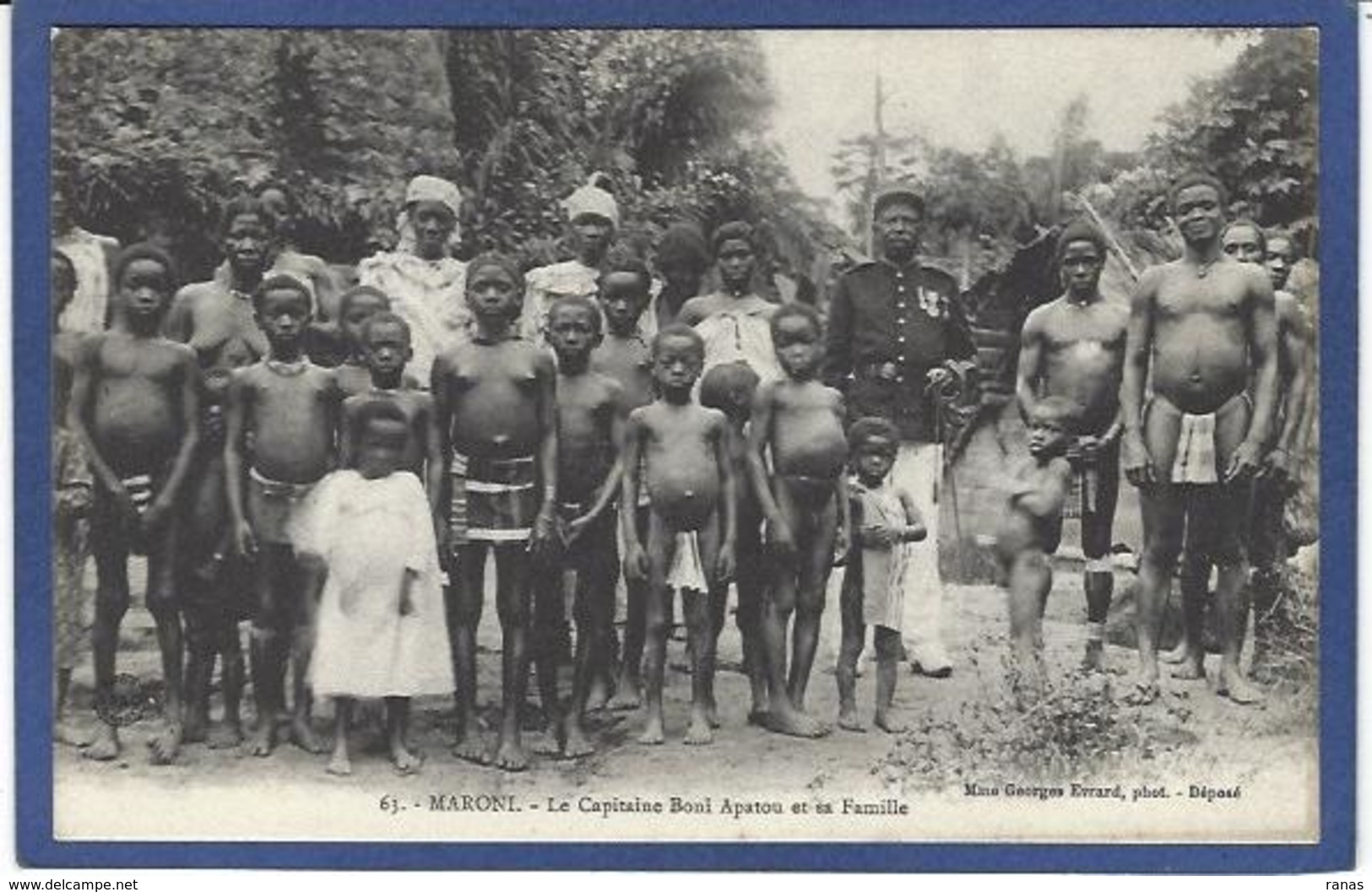 CPA Guyane Maroni Le Capitaine Boni Apatou Et Sa Famille Nu Féminin Femme Nue Non Circulé - Saint Laurent Du Maroni