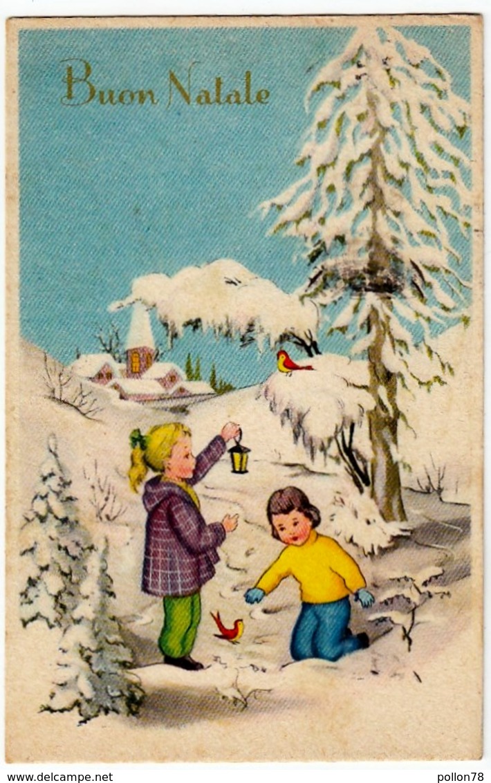 BUON NATALE - COPPIA BAMBINI - 1956 - Formato Piccolo - Santa Claus