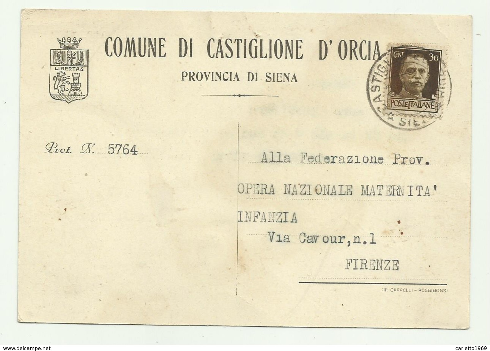 COMUNE DI CASTIGLIONE D'ORCIA ( SIENA )  1940  - FG - Siena