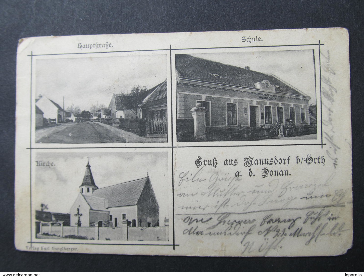 AK MANNSDORF B. ORTH A.d.Donau Gänserndorf Schule 1901 //  D*34900 - Gänserndorf