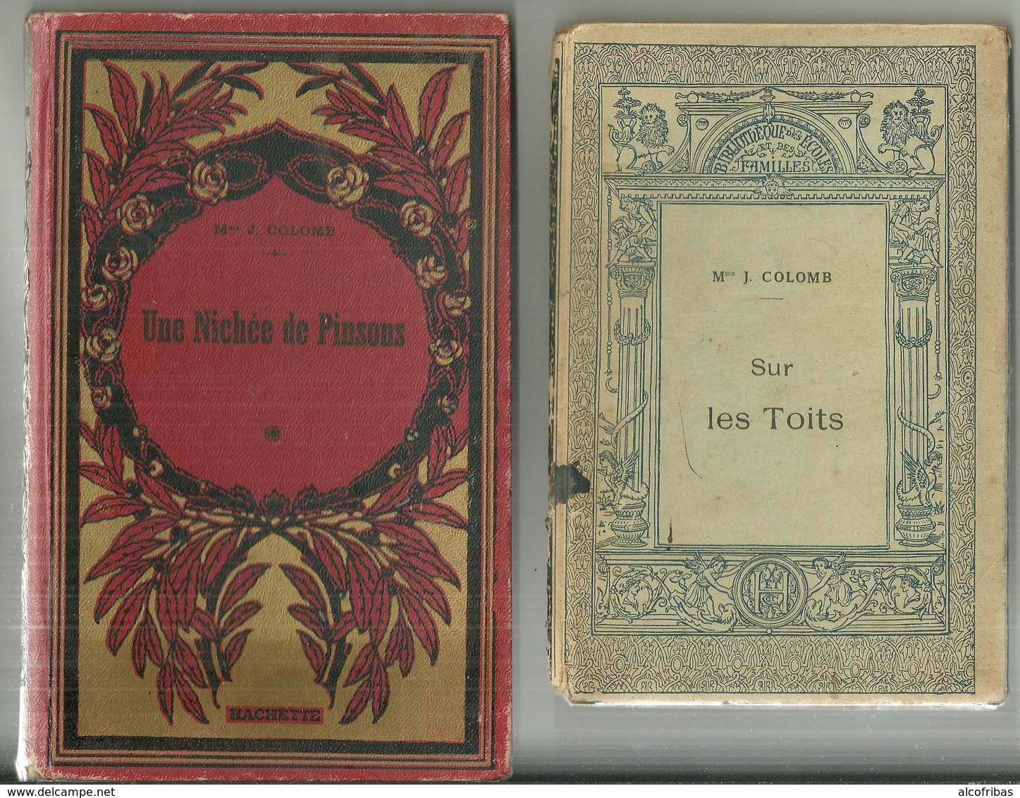 Deux Livres De Mme Colomb Sur Les Toits Et Une Nichée De Pinsons Gravures Vignettes Steinlen - Paquete De Libros