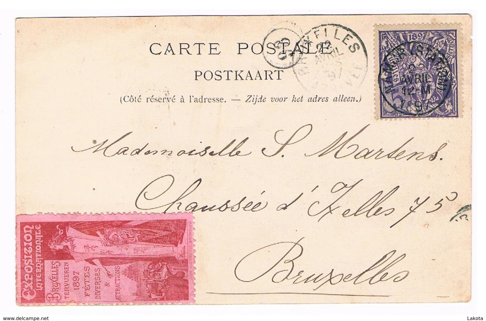 CPA Pionnière Dos Non Divisé : NAMUR , 3 Vues - Timbre Exposition Internationale Tervueren Et Timbre St Michel 1897 - Namur