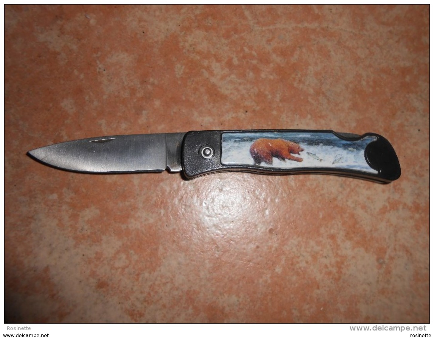 Couteau Canif  Pour Collection Décor Ours, Mer, Poissons- Ouvert 15cm Et Fermé 9cm - Messer