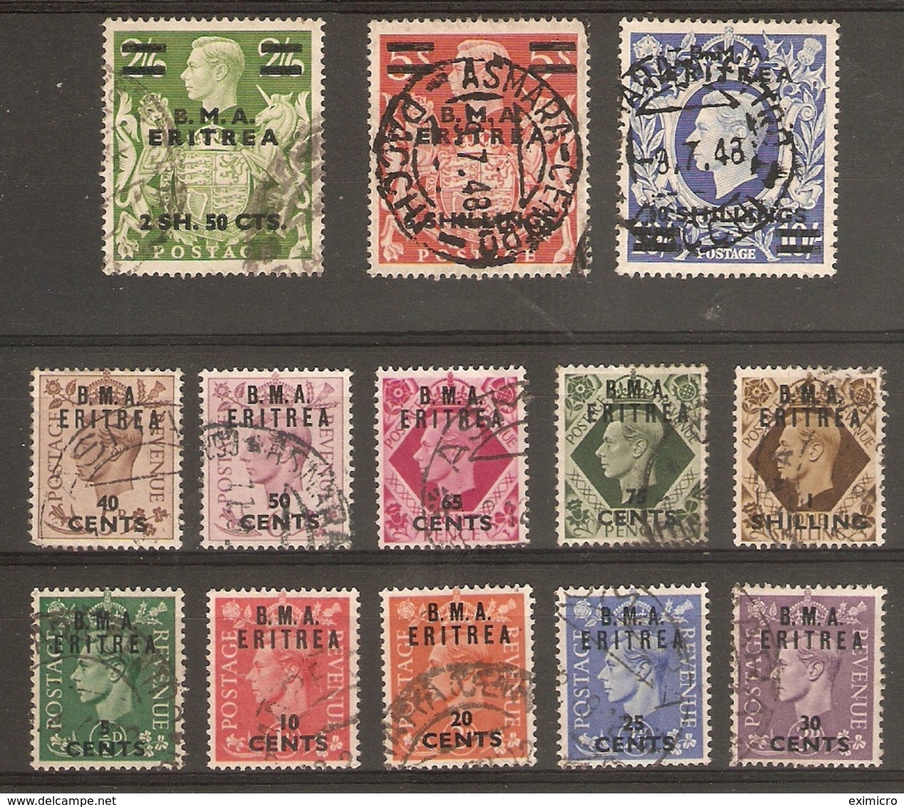 BOIC - ERITREA 1948 - 1949 SET SG E1/E12 FINE USED Cat £70 - Other & Unclassified