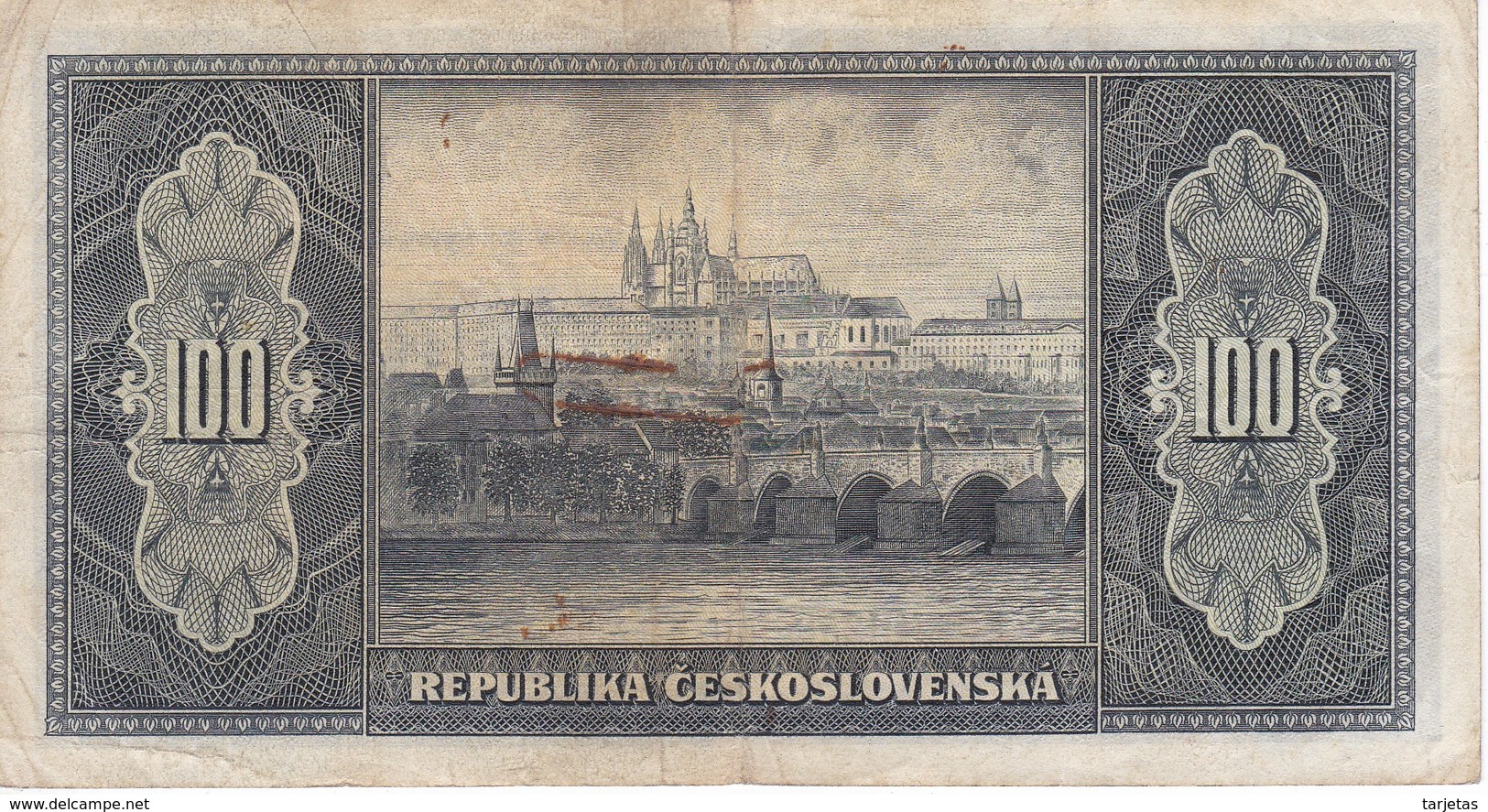 BILLETE DE CHECOSLOVAQUIA DE 100 KORUN DEL AÑO 1945 (BANKNOTE) - Checoslovaquia