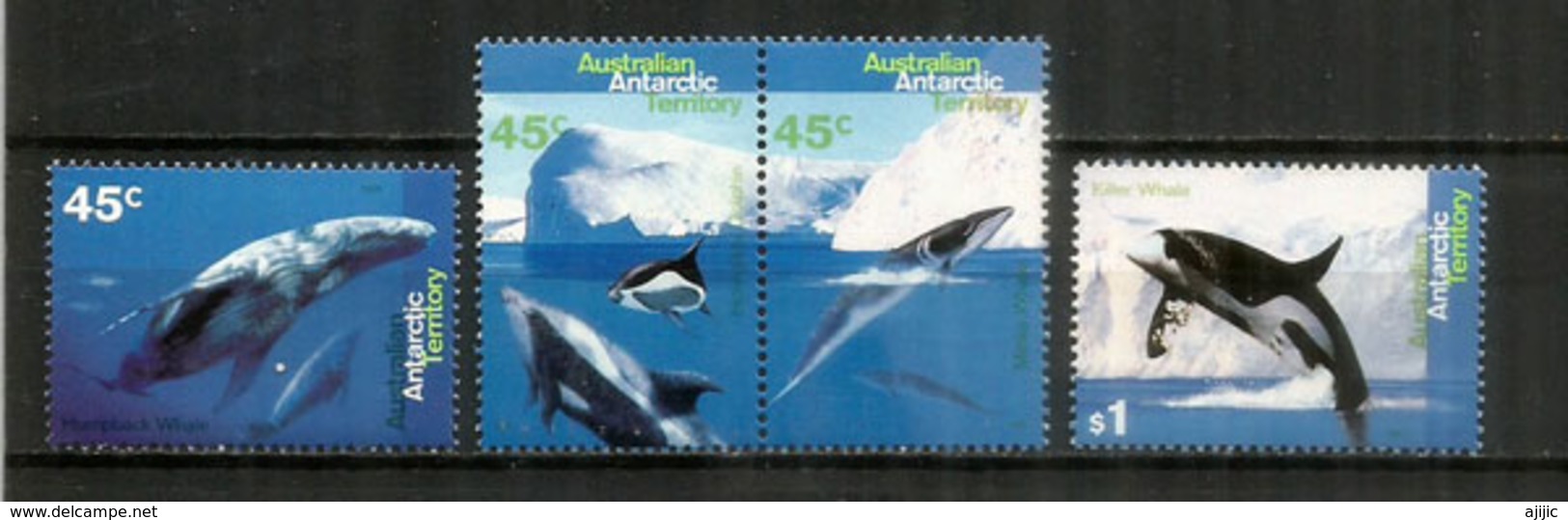 Baleines Et Dauphins. 4 Timbres Neufs **  De L'Antarctique Australien. - Neufs