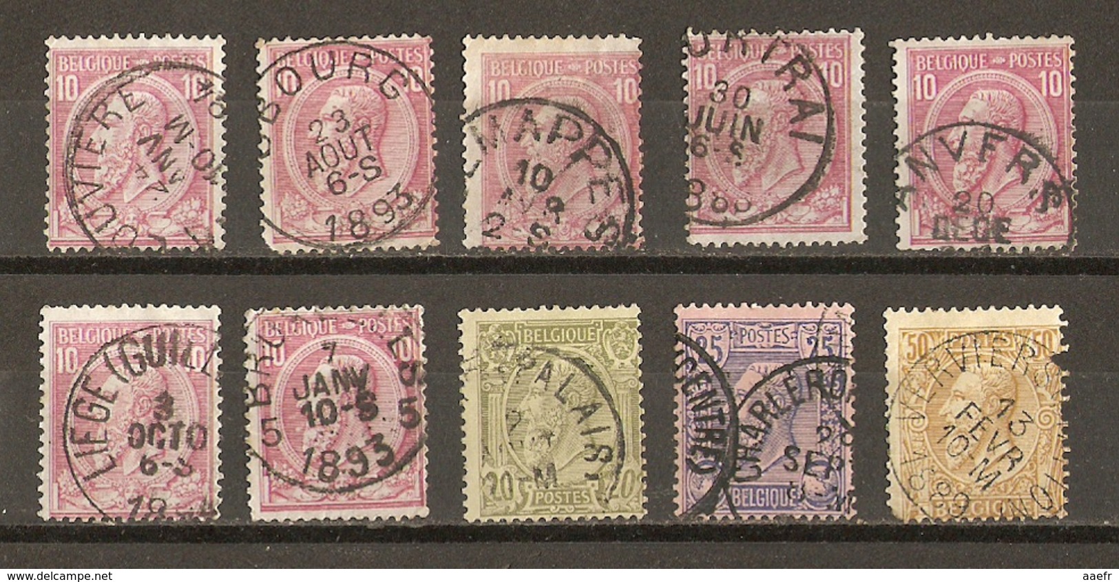 Belgique 1884/91 - Léopold II - Petit Lot De 10° - Anvers - Courtrai - Jemappes- La Louvière - Liège - Obourg - Verviers - 1884-1891 Léopold II