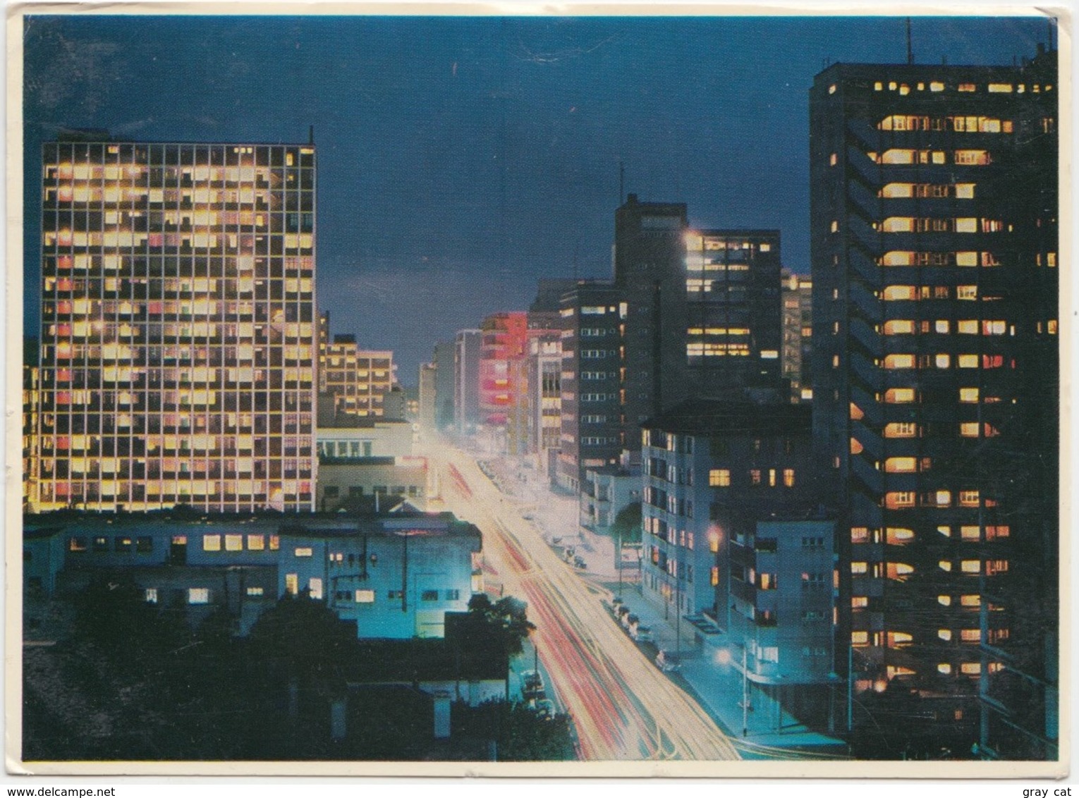 JOHANNESBURG By Night, South Africa, 1966, Used Postcard [22065] - South Africa