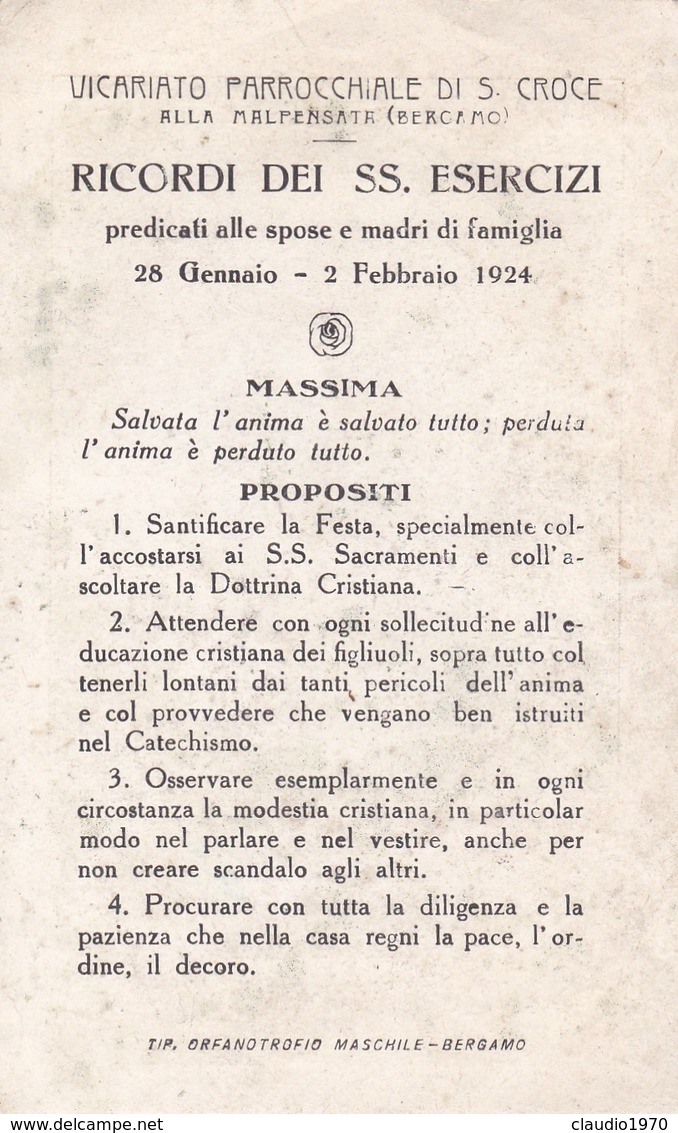 SANTINO - L' ADDOLORATA - VICARIATO PARROCCHIALE DI S. CROCE ALLA MALPENSATA ( BERGAMO) - Images Religieuses