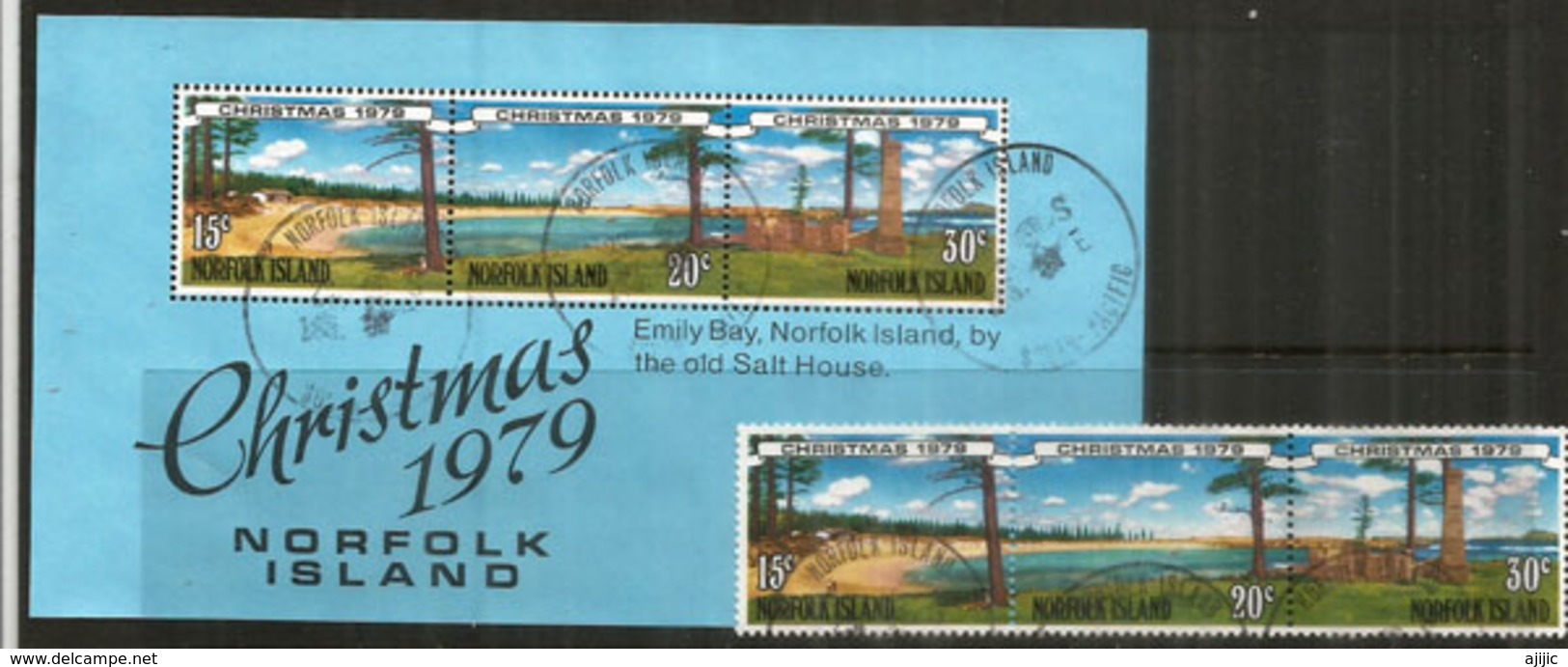 Noël à La Plage à L'île NORFOLK,   Série + Bloc-feuillet Oblitéré, 1 ère Qualité - Ile Norfolk