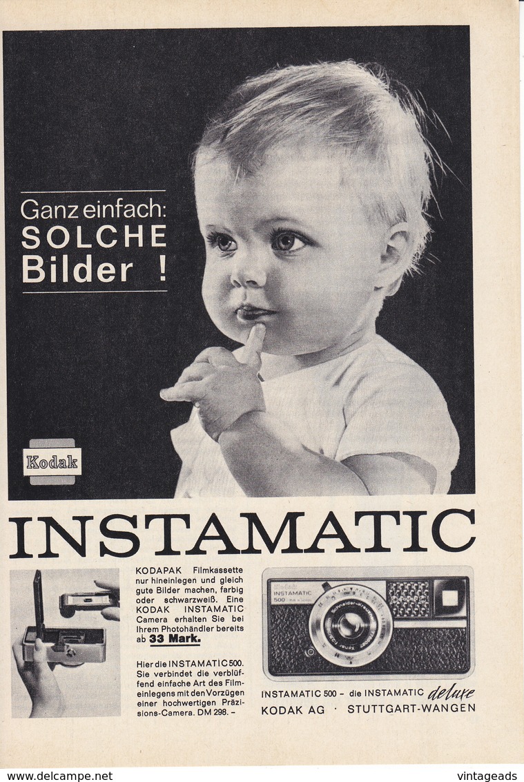AD027 - Werbung Reklame Kodak Instamatic / Instamatic Deluxe, 1964, Original Aus Zeitschrift, 147 X 208 Mm - Werbung