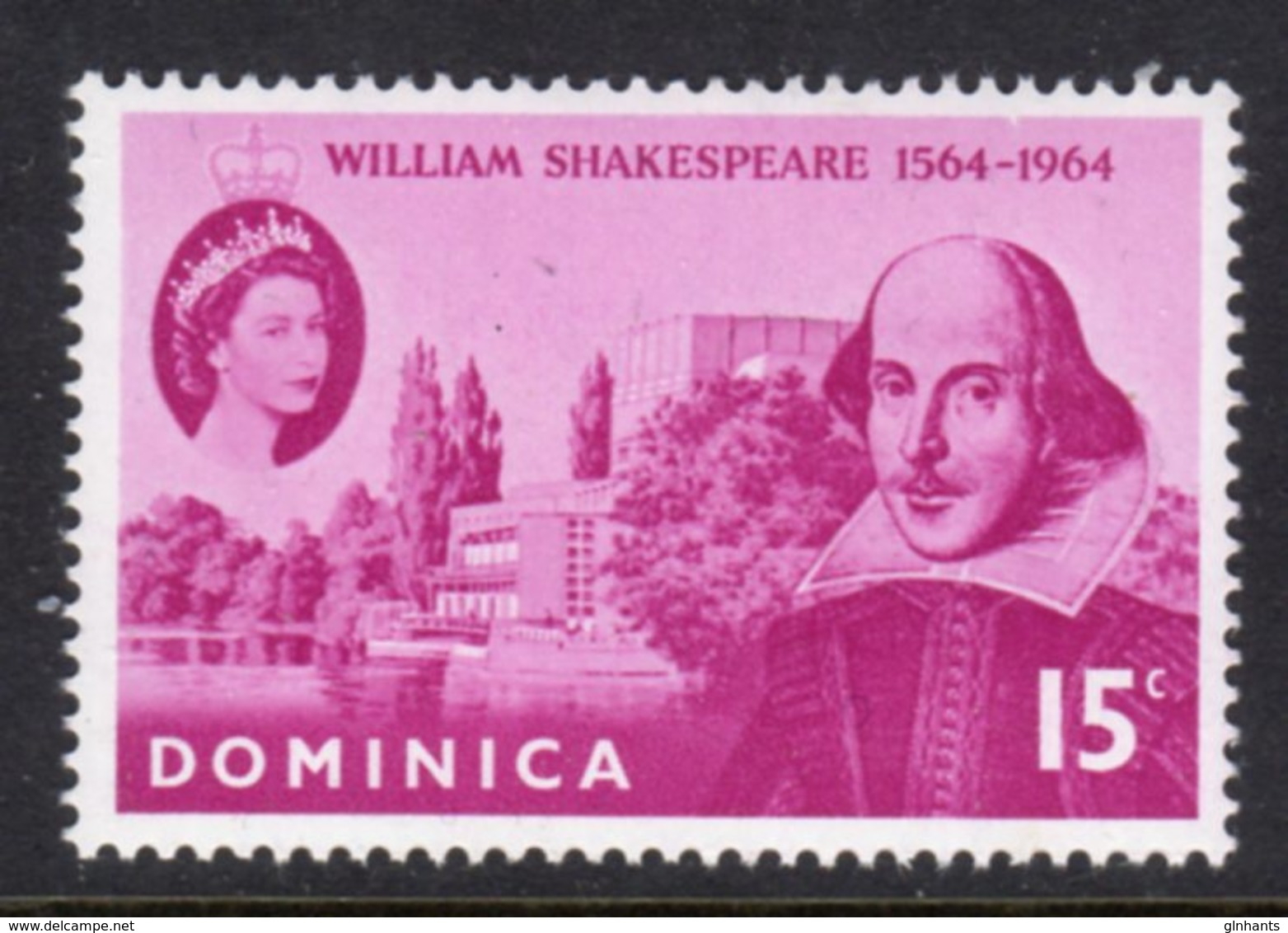 DOMINICA - 1964 SHAKESPEARE BIRTH ANNIVERSARY STAMP FINE MNH ** SG182 - Dominica (...-1978)