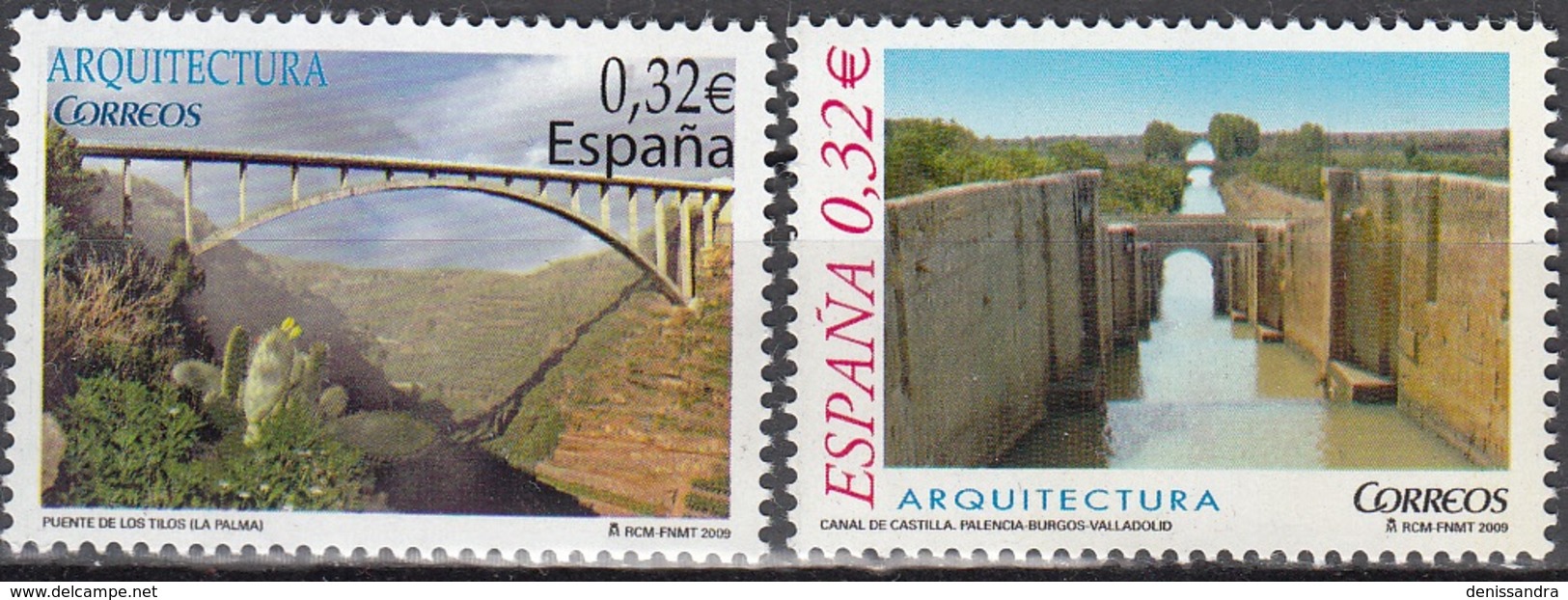 España 2009 Michel 4440 - 4441 Neuf ** Cote (2010) 1.40 Euro Architecture Pont De Los Tilos / Canal De Castilla - Neufs