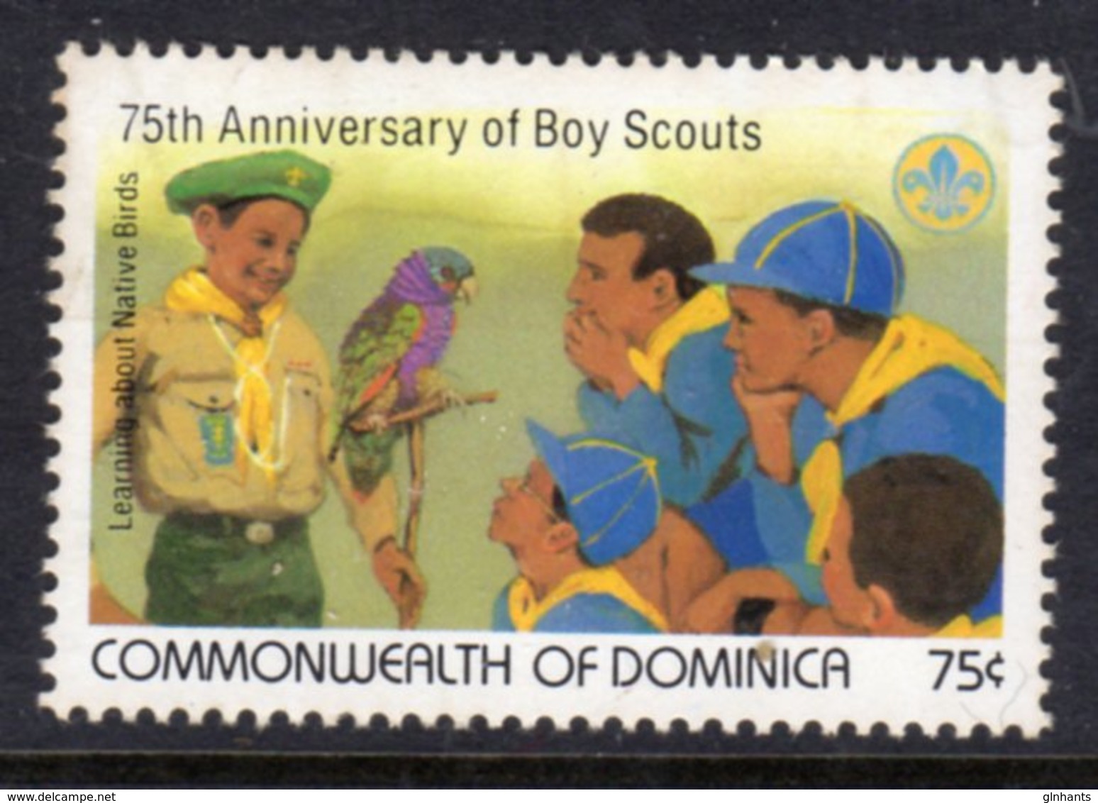 DOMINICA - 1982 BOY SCOUT ANNIVERSARY 75c STAMP FINE MNH ** SG827 - Dominica (1978-...)