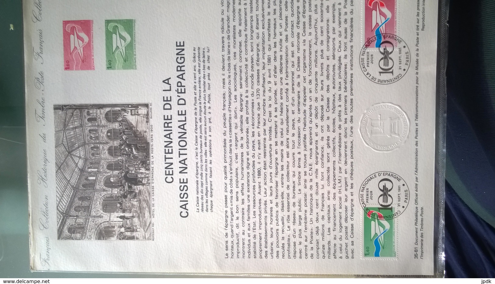 Centenaire De La Caisse Nationale D'épargne (1981). Document Philatélique Officiel De L'administration De La Poste - Zonder Classificatie