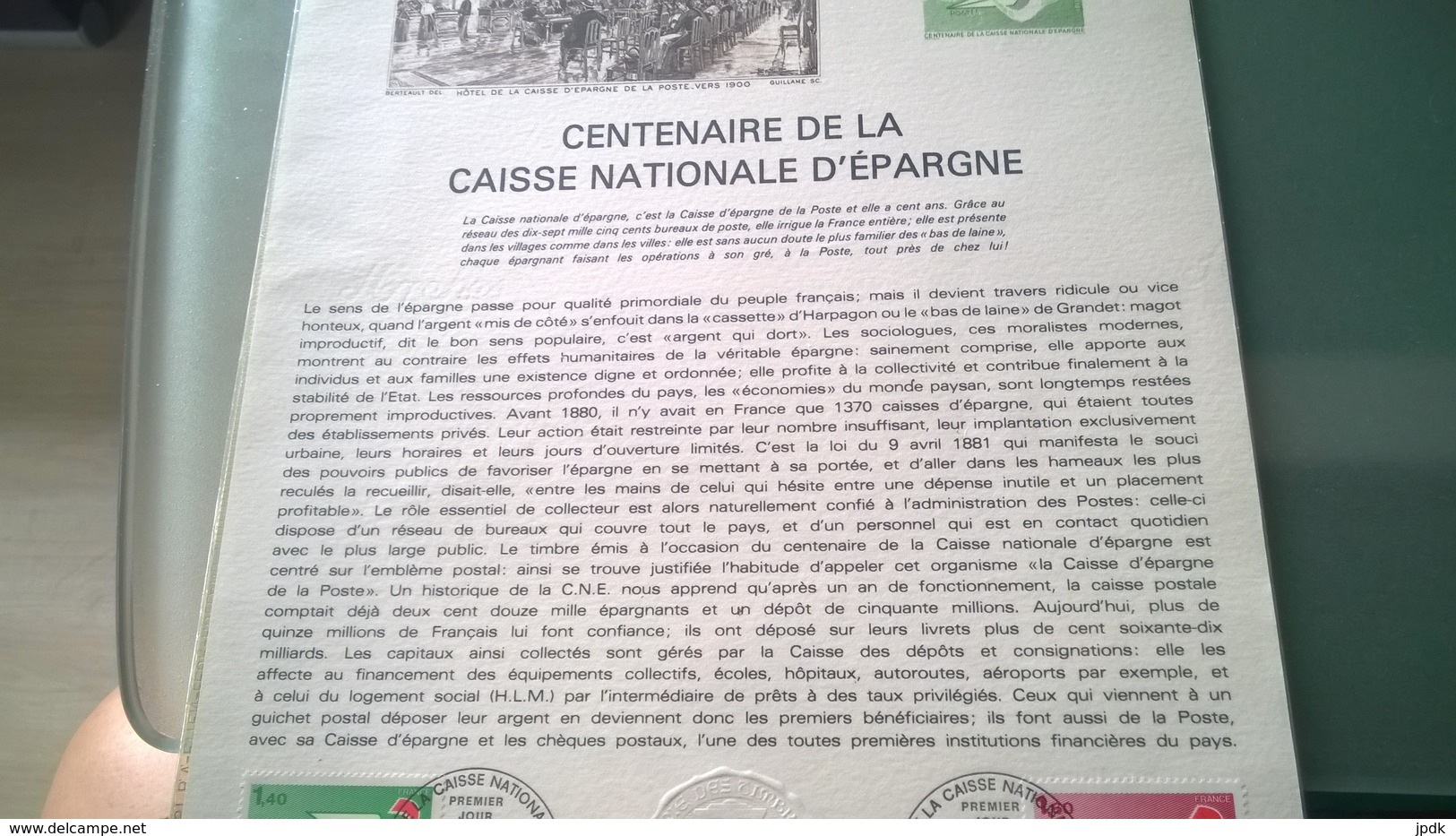 Centenaire De La Caisse Nationale D'épargne (1981). Document Philatélique Officiel De L'administration De La Poste - Non Classificati