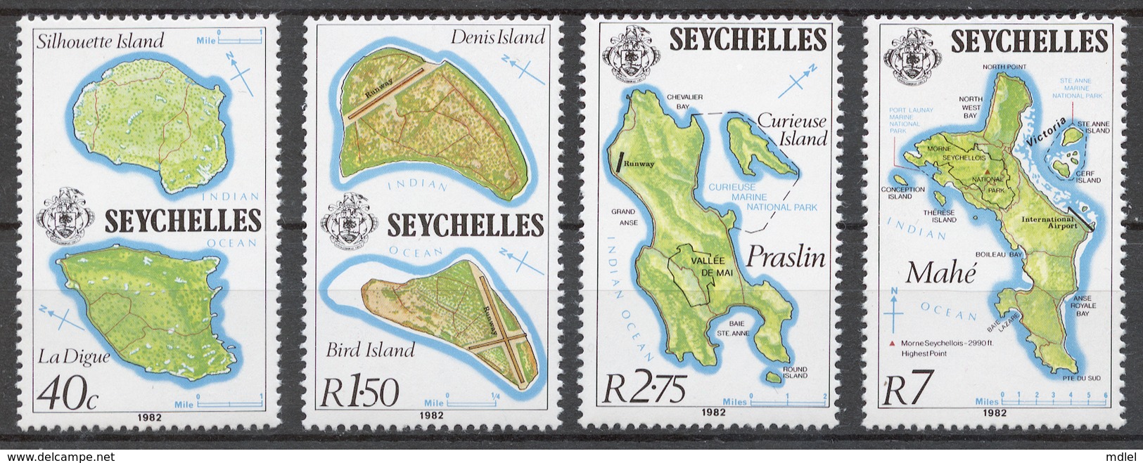 Seychelles 1982 Mi# 503-06** MAPS - Seychelles (1976-...)