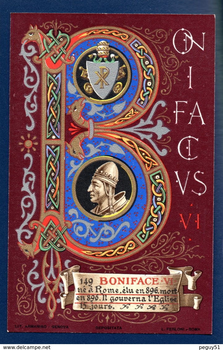 Papes romains de 858 ( S. Nicolaus I ) à 900 ( Joannes IX ). Lot de 12 cartes. Voir descriptions.