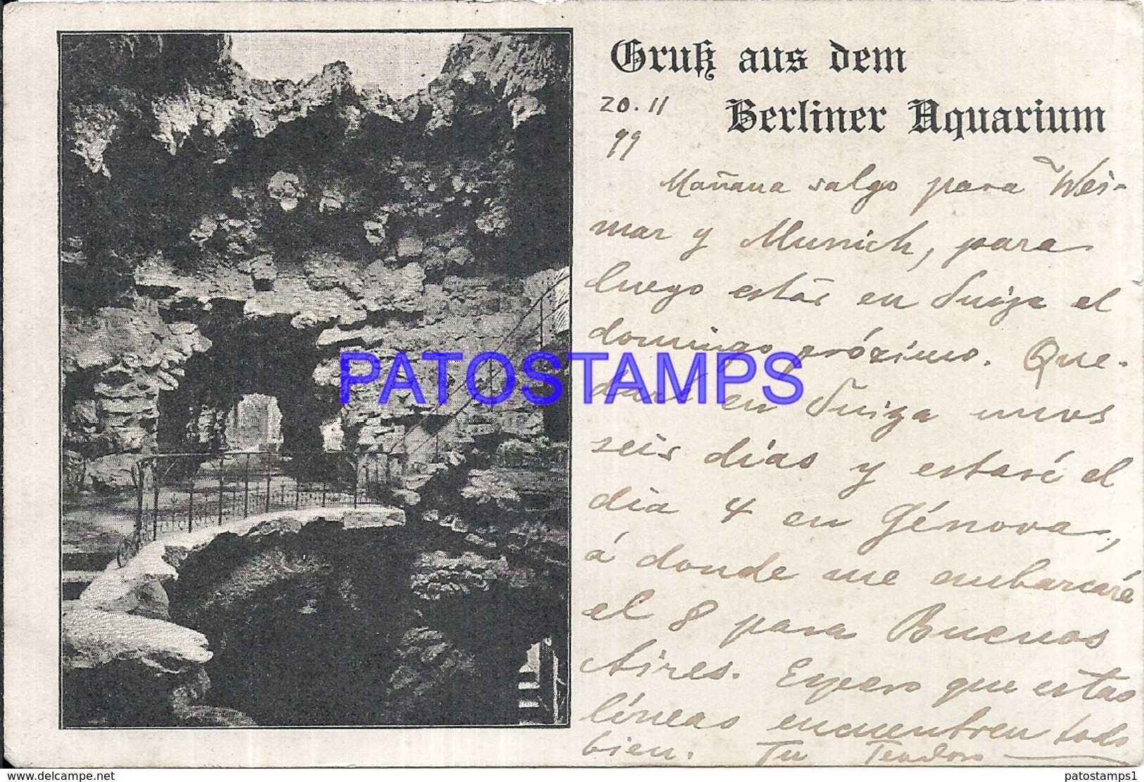 102749 GERMANY GRUSS AUS DEM BERLINER AQUARIUM CIRCULATED TO ARGENTINA POSTAL POSTCARD - Autres & Non Classés