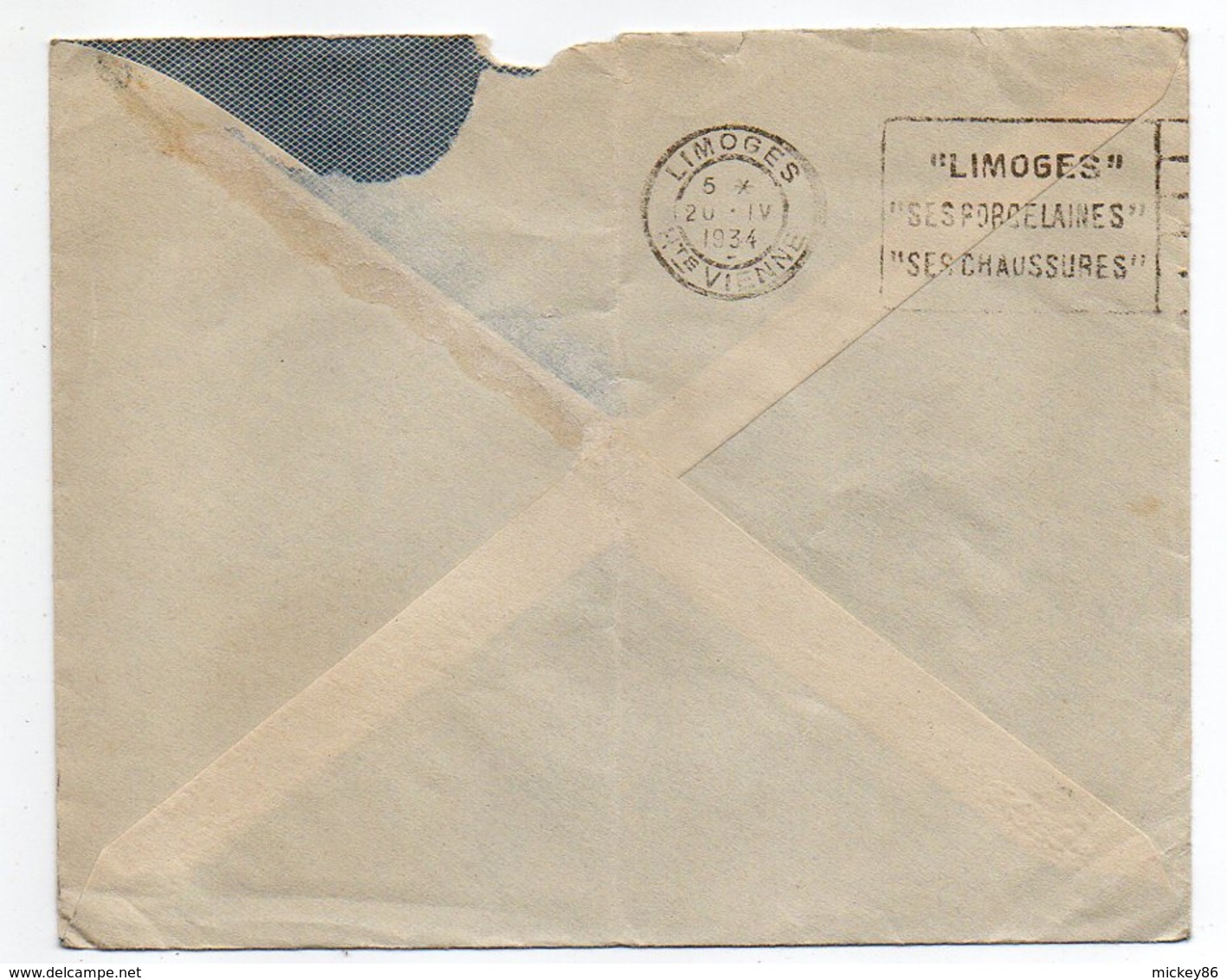 Syrie --1934--Lettre De ALEP Pour LIMOGES (France)-tp Seul Sur Lettre-cachet- Personnalisée TEWFIK KANDELAFTE - Syrie