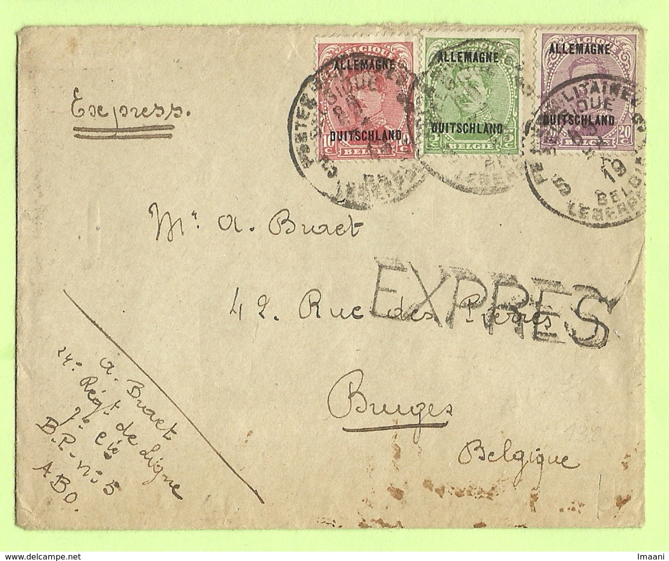 BZ41+42+44 Op Brief Per EXPRES (RARE!!!!!) Stempel POSTES MILITAIRES BELGIQUE 5 (246) - OC38/54 Occupation Belge En Allemagne