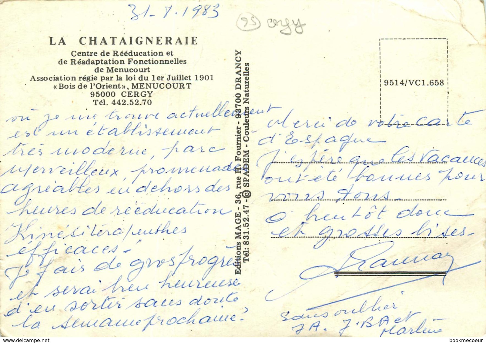 95 CERGY La CHATAIGNERAIE Centre De Rééducation écrite. - Cergy Pontoise
