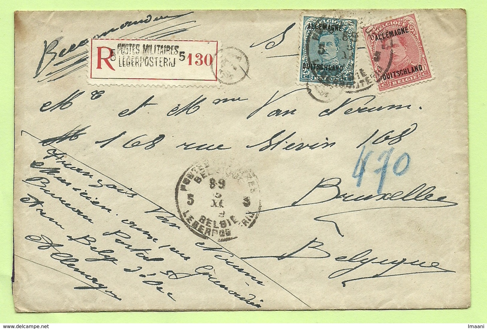 BZ 42+45 Op Brief AANGETEKEND Stempel POSTES MILITAIRES BELGIQUE 5 (B8084) - OC38/54 Belgian Occupation In Germany