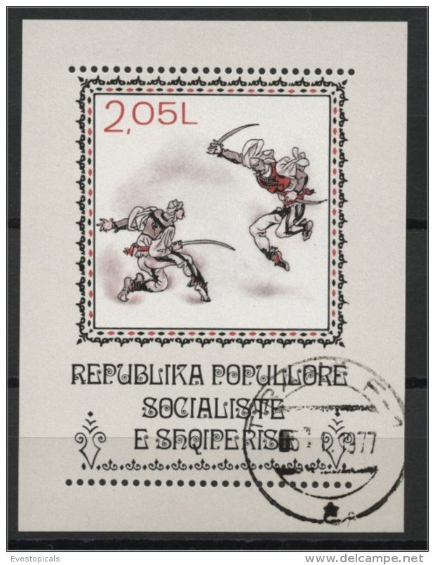 ALBANIA, NATIONAL ENDEAVOR AND FOLK'S DANCES 1977, U SOUVENIR SHEET - Albania