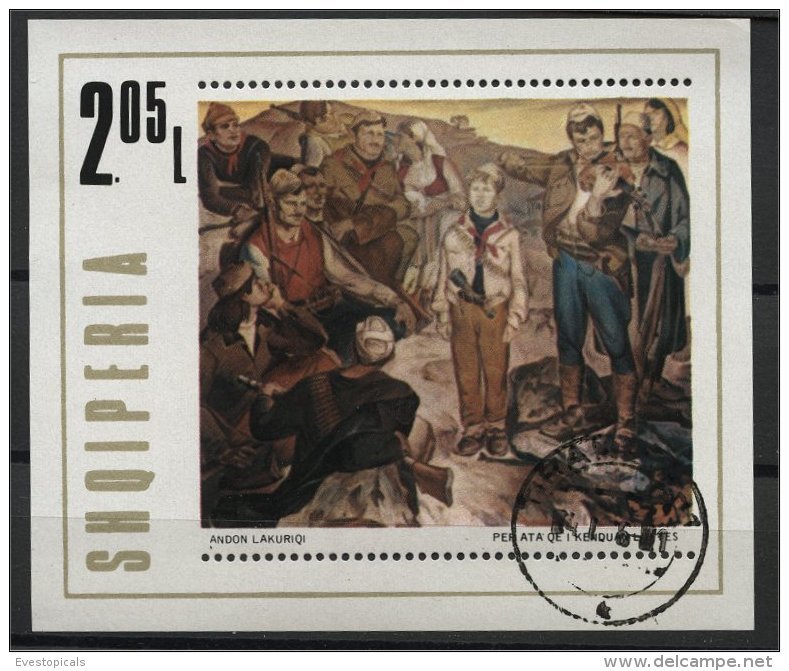 ALBANIA, NATIONAL PAINTINGS 1976, SOUVENIR SHEET USED - Albania