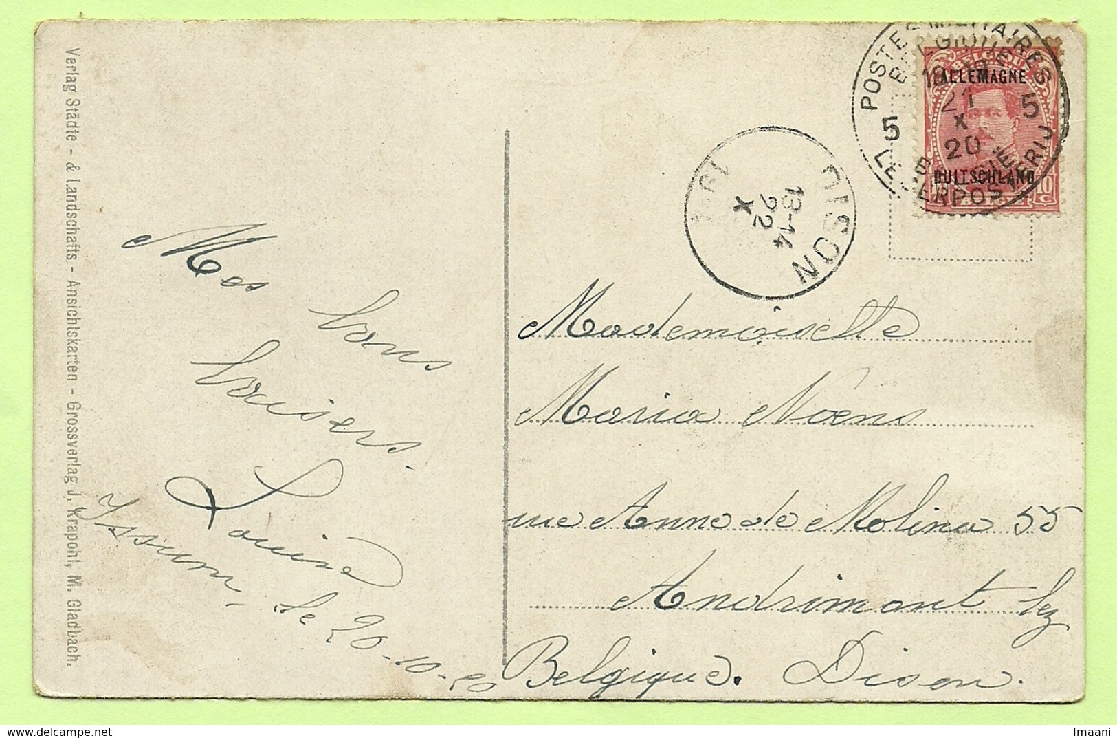 BZ 42 Op Kaart Stempel POSTES MILITAIRES BELGIQUE 5  (K884) - OC38/54 Occupation Belge En Allemagne