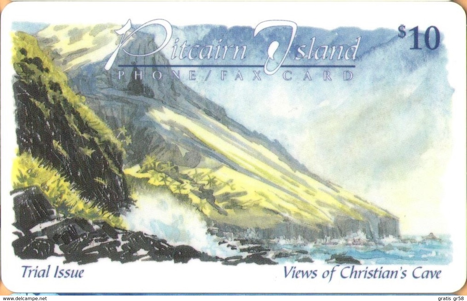 Pitcairn Isl. - PIT-0002, Trial Issue, Magnetic, Views Of Christian's Cave: Reef, 10 $, 1000ex, 1998, Mint - Pitcairn Islands