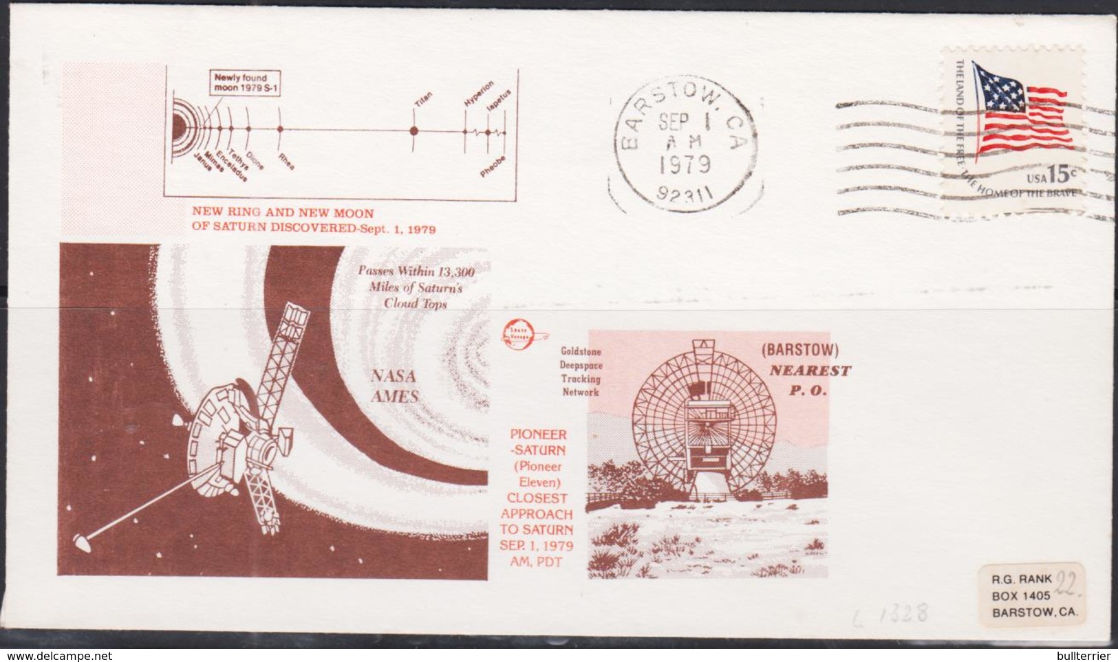 SPACE  - USA-   1979 NASA AMES  SATURN 1ST PICTURES ILLUSTRATED  COVER WITH BARSTOW POSTMARK  AUG 26  1979 - United States