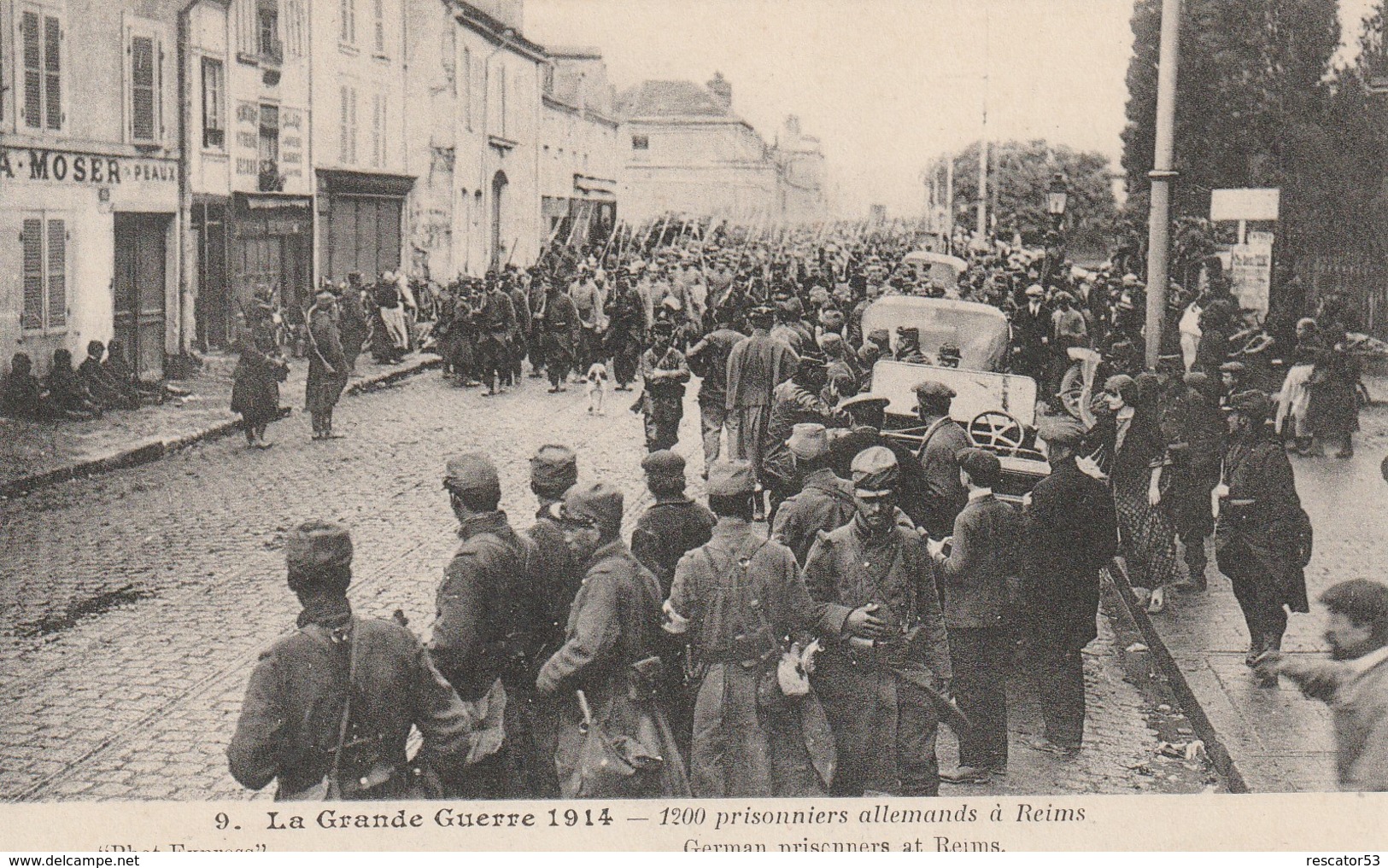 Rare Cpa 1200 Prisonniers Allemands à Reims - 1914-18