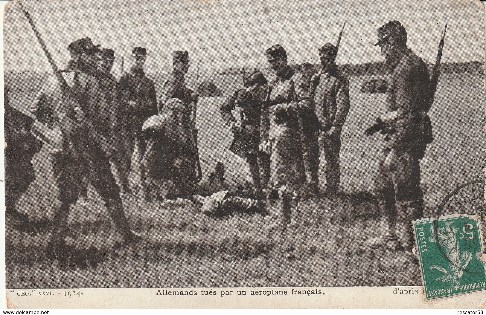 Rare Cpa Allemands Tués Par Un Aéroplane Français - 1914-18