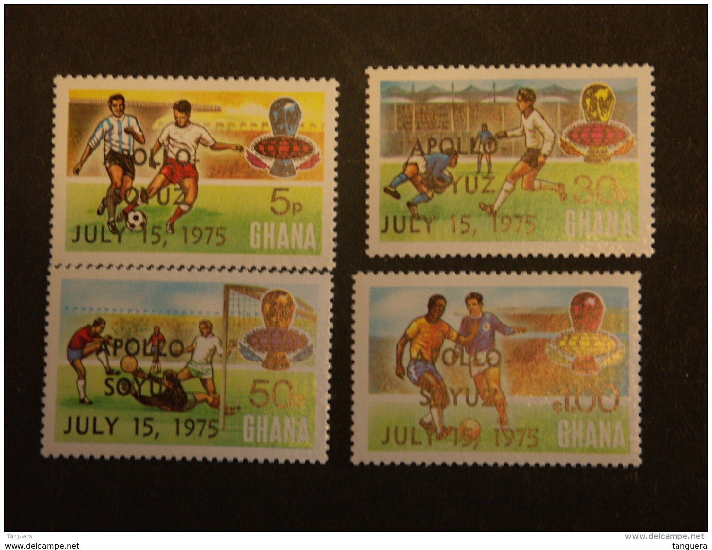 Ghana 1975 Apollo Soyuz Sur Football En R.F.A. Voetbal Dentelés 13,5  Yv 528a-531a MH * - Ghana (1957-...)