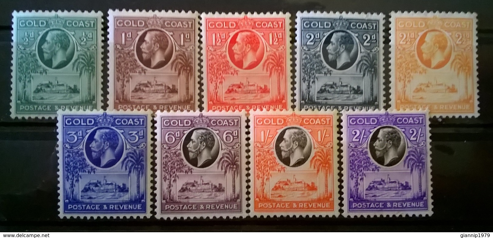 FRANCOBOLLI STAMPS GRAN BRETAGNA GOLD COAST 1928 MH NUOVI SERIE RE GIORGIO SENZA ANNULLO COLONIA BRITANNICA - Côte D'Or (...-1957)